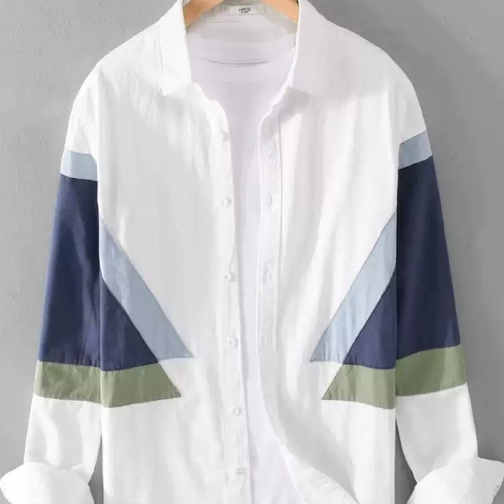 Color Block Geometric Long Sleeve Shirt